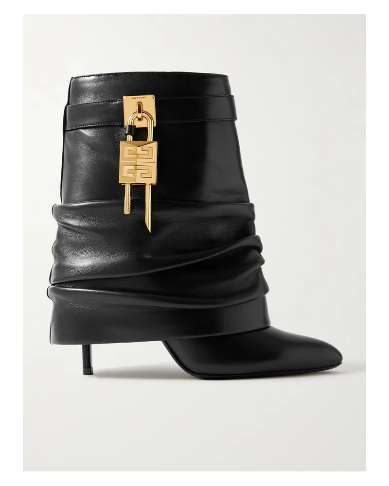 Givenchy Shark Lock Ankle Boots Aus Glanzleder Mit Verzierung - Schwarz Schwarz