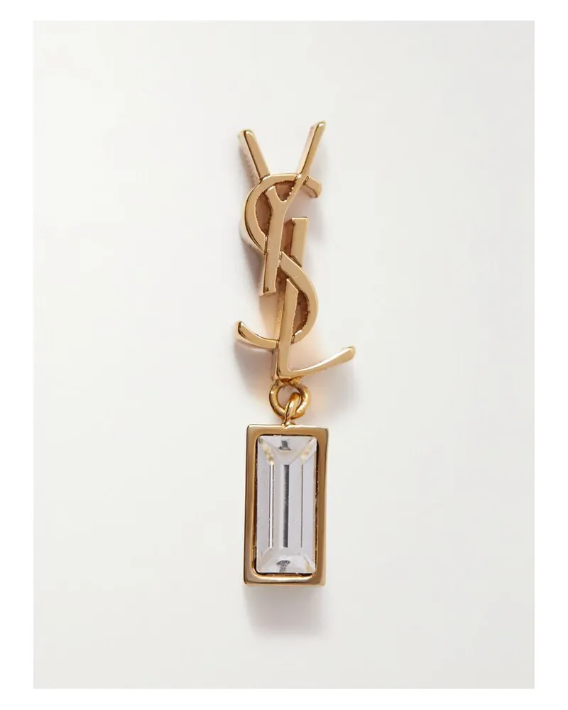 Saint Laurent Cassandre Einzelner Goldfarbener Ohrring Mit Kristall Gold