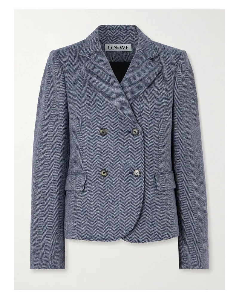 Loewe Doppelreihiger Blazer aus Wolle Blau