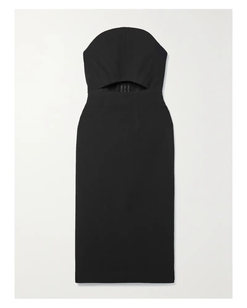 Roland Mouret Trägerloses Midikleid Aus Woll-crêpe Mit Cut-out - Schwarz Schwarz