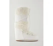 Icon Faux Fur And Faux Leather Snow Boots - White