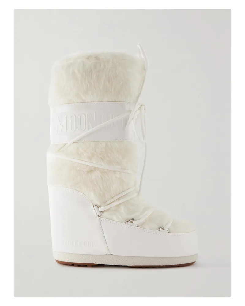 Moon Boot Icon Faux Fur And Faux Leather Snow Boots - White White