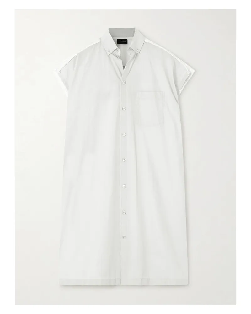 Balenciaga Hemdblusenkleid Aus Baumwollpopeline - Weiß Weiß