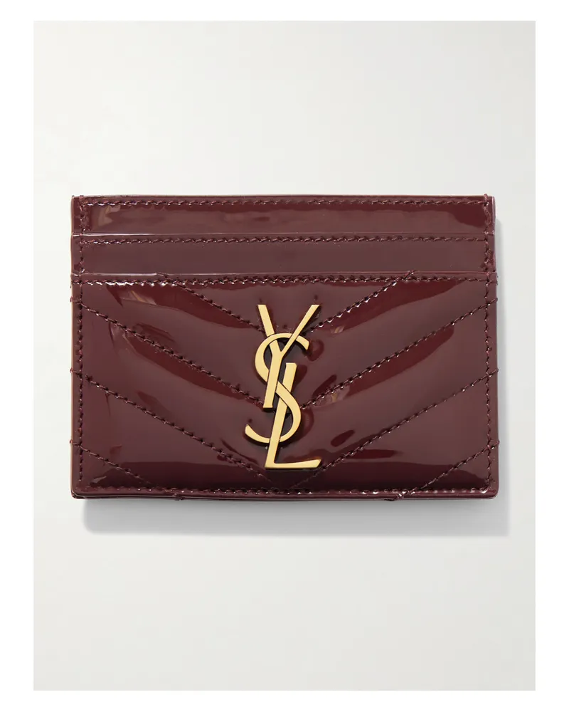 Saint Laurent Cassandre Matelassé Patent-leather Cardholder - Red Red