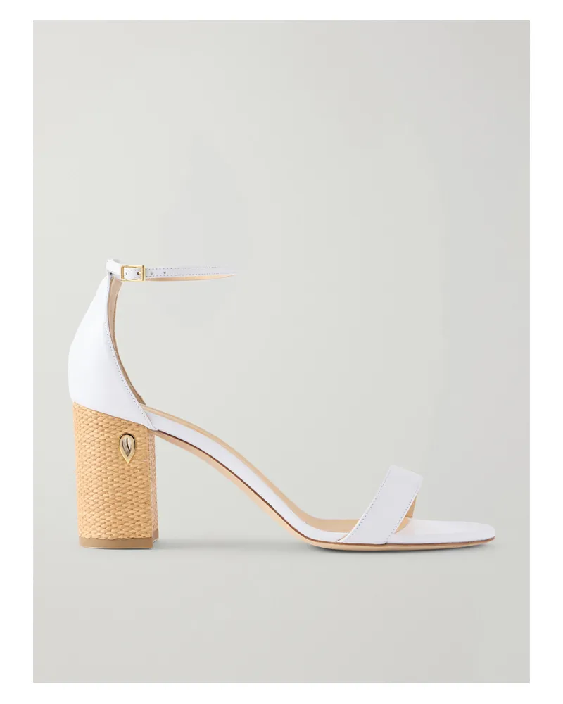 Jennifer Chamandi Massimiliano 85 Sandalen Aus Leder Und Raffiabast - Weiß Weiß