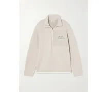 Printed Shell-trimmed Cashmere-blend Sweatshirt - Neutrals