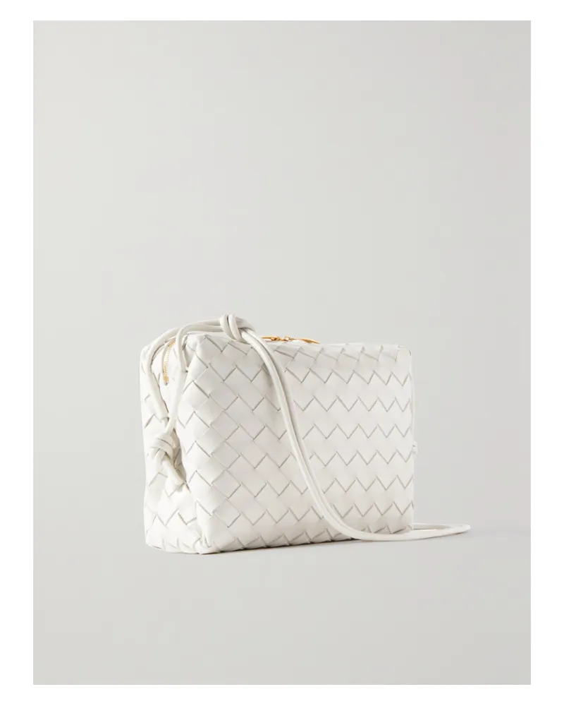 Bottega Veneta Small Drop Loop Intrecciato Leather Shoulder Bag - White White