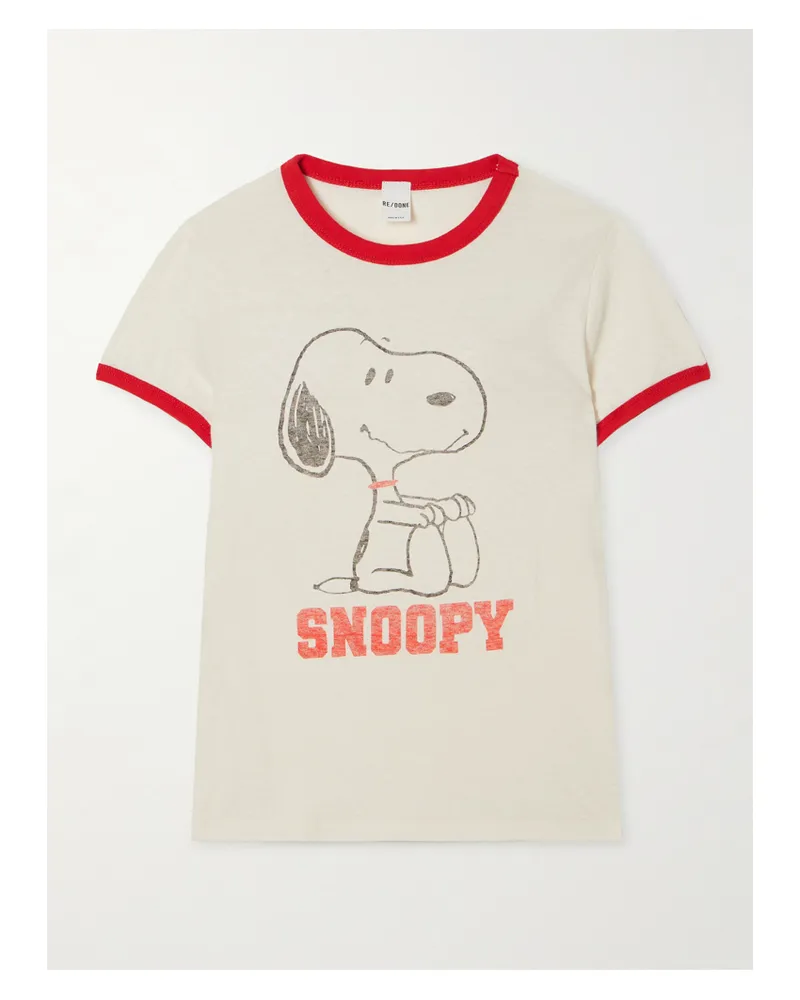 RE/DONE Peanuts 60s Slim Ringer T-shirt Aus Baumwoll-jersey Mit Print - Mehrfarbig Mehrfarbig