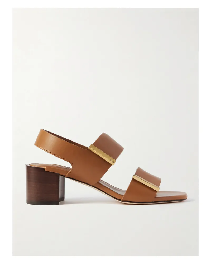 TOD'S Leather Slingback Sandals - Brown Brown