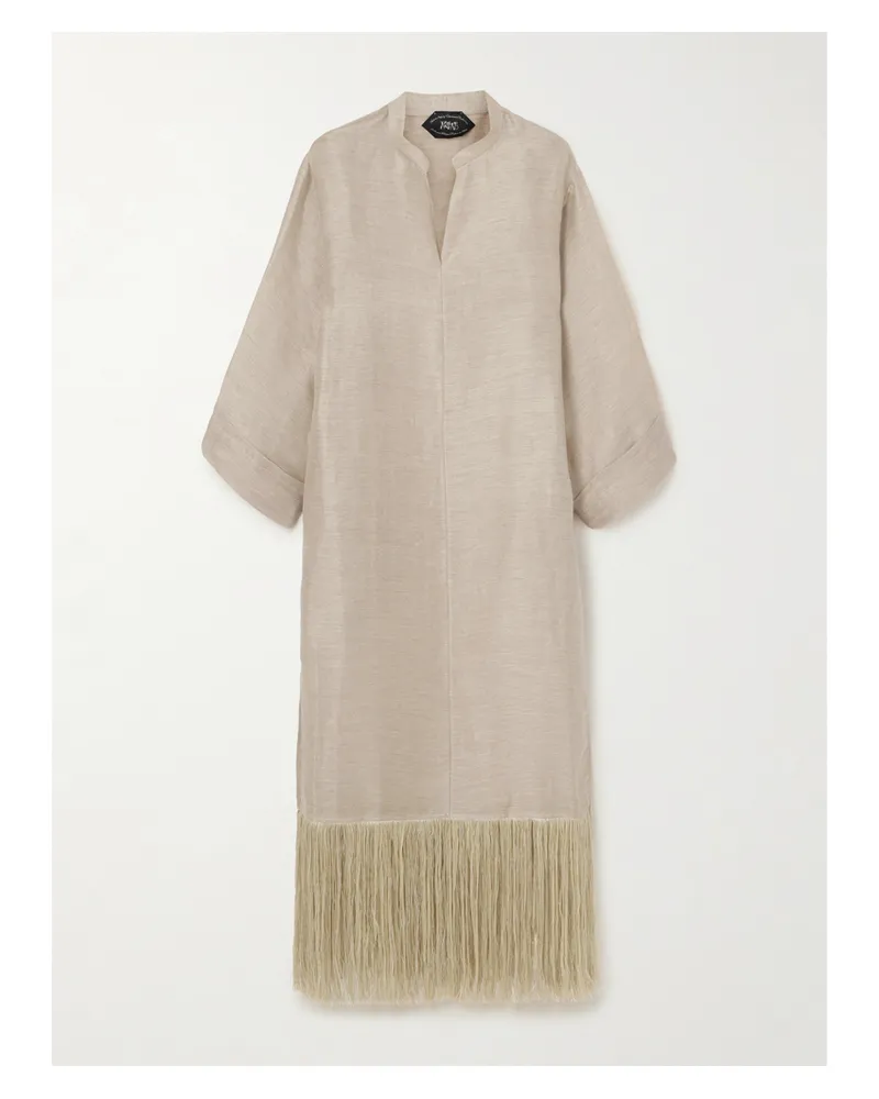 Taller Marmo Tigris Robe Aus Dupionseide Aus Einer Leinenmischung Mit Fransen - Ecru Ecru