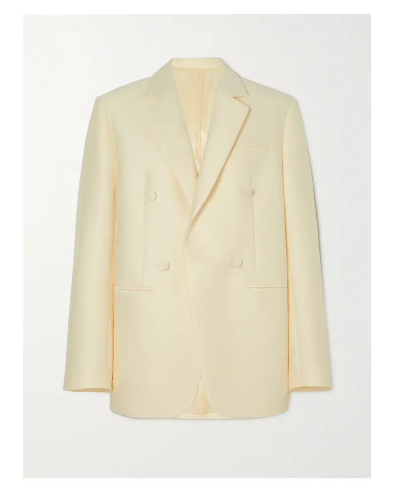 Totême Doppelreihiger Blazer Aus Glänzendem Twill - Elfenbein Elfenbein