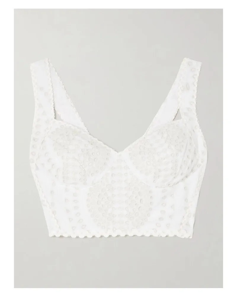Charo Ruiz Goldie Bustier Aus Einer Baumwollmischung Mit Lochstickerei - Elfenbein Elfenbein