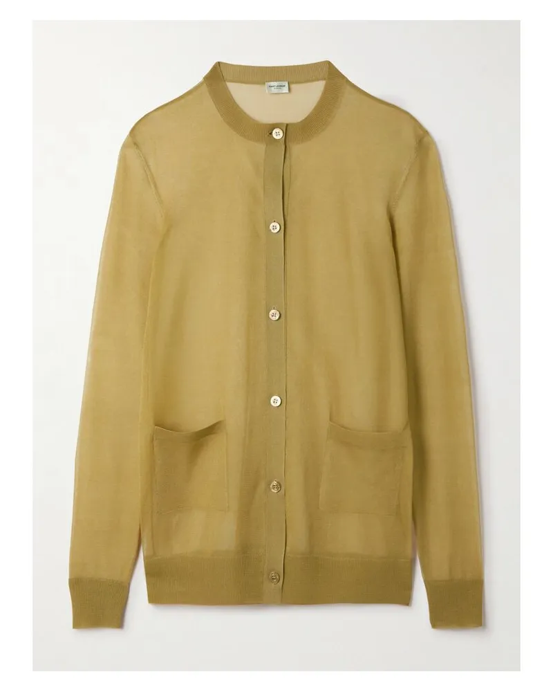 Saint Laurent Gestrickter Cardigan Aus Seide - Gelb Gelb