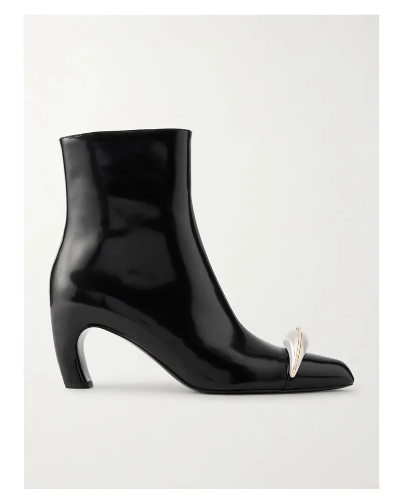 Tory Burch Pierced Xl Ankle Boots Aus Glanzleder Mit Verzierung - Schwarz Schwarz