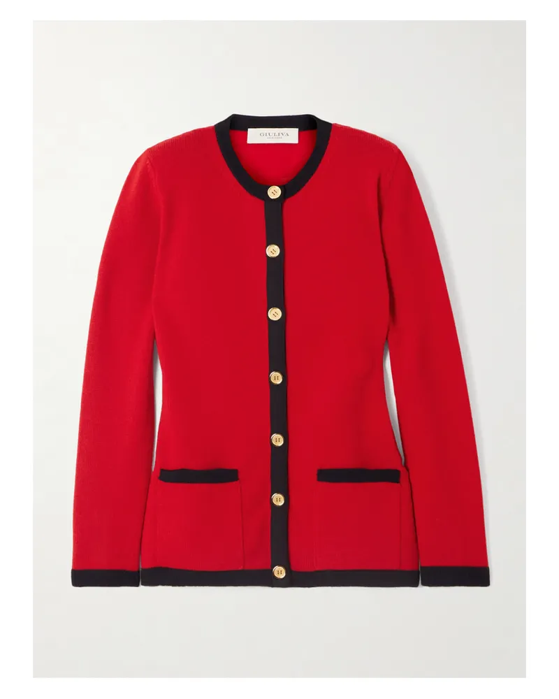 Giuliva Heritage Collection The Eugenia Zweifarbiger Cardigan Aus Merinowolle - Rot Rot