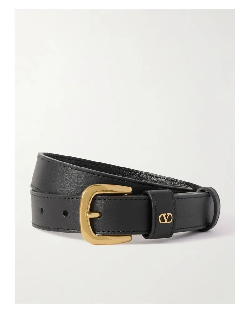 Valentino Garavani Vlogo Gürtel Aus Leder - Schwarz Schwarz