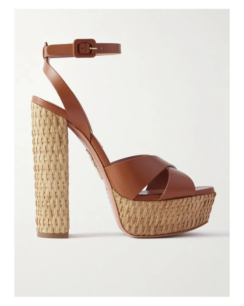 Aquazzura Sunseeker Plateau 140 Plateausandalen Aus Leder - Braun Braun