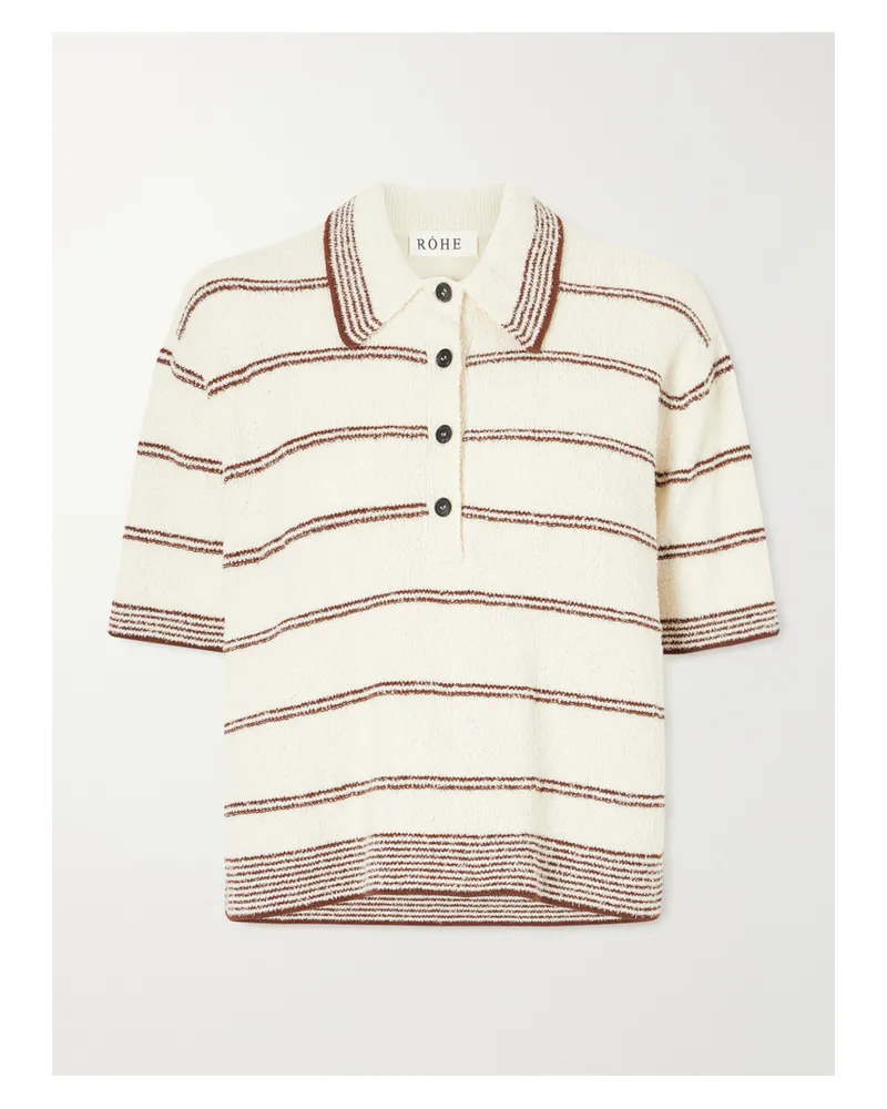 Róhe Striped Organic Cotton-blend Terry Polo Shirt - Brown Brown