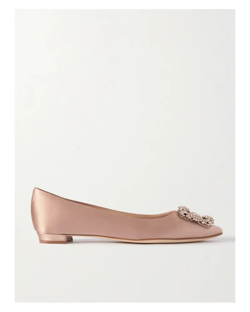 Manolo Blahnik Hangisi Ballerinas Aus Satin Mit Kristallen - Neutral Neutral
