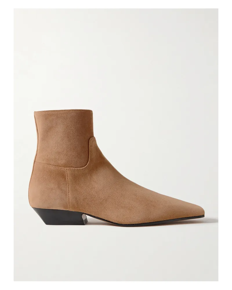 KHAITE Marfa Ankle Boots Aus Veloursleder - Braun Braun