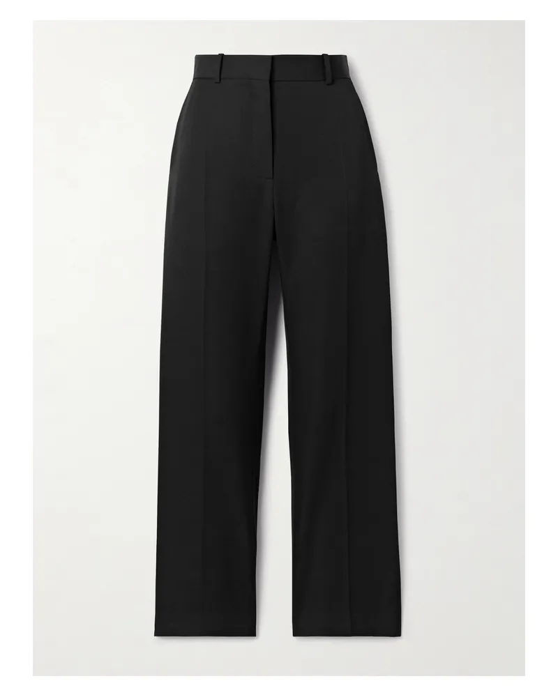 The Row Relian Hose Mit Geradem Bein Aus Wollgabardine Mit Bügelfalten - Schwarz Schwarz