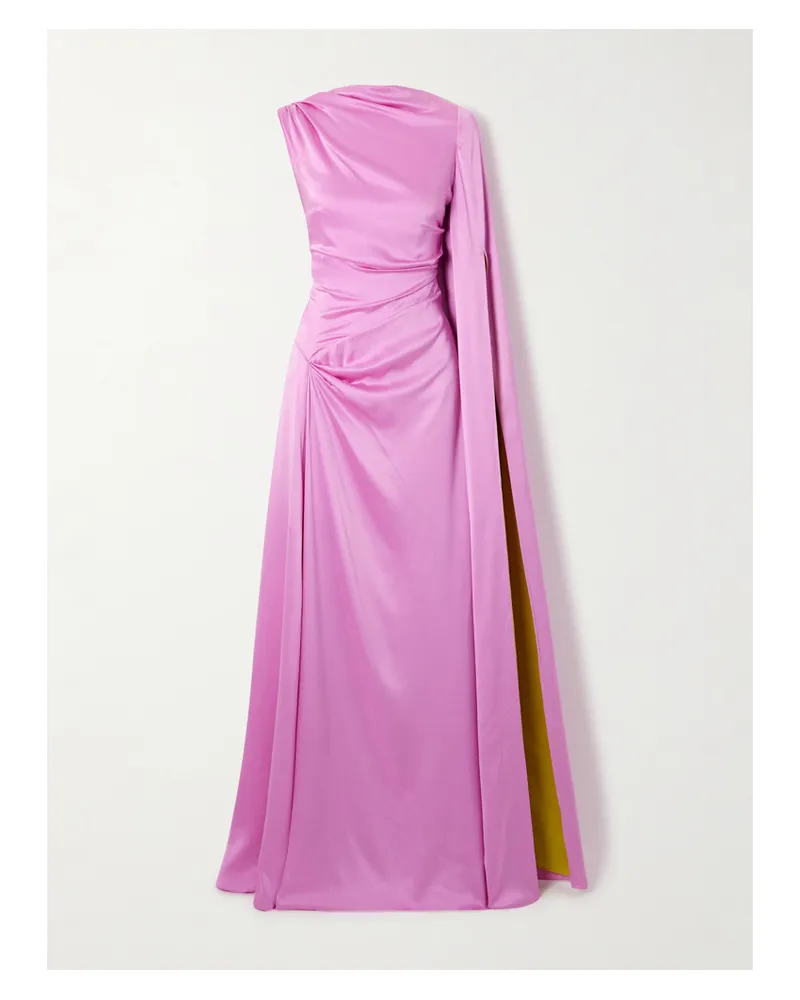 Roksanda Ilincic Oma Robe Aus Seidensatin Mit Falten Und Cape-effekt - Pink Pink