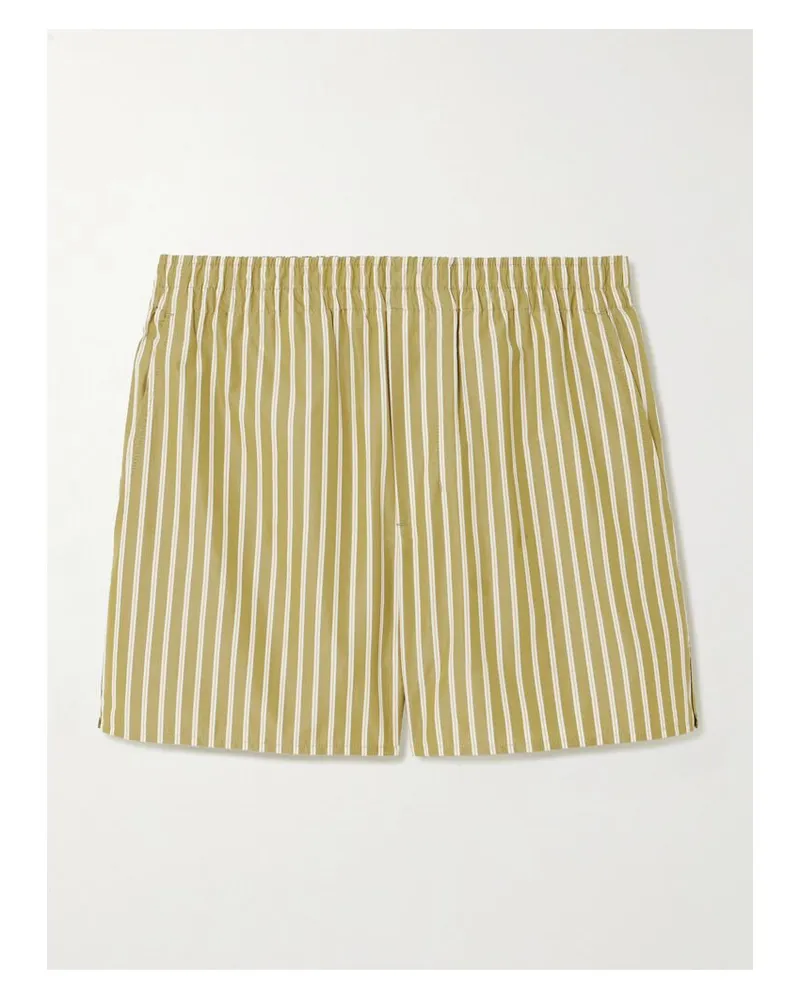 AMI Paris Shorts Aus Gestreifter Baumwollpopeline - Gelb Gelb
