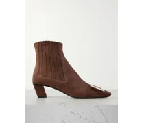 Belle Vivier Buckled Suede Chelsea Boots - Brown
