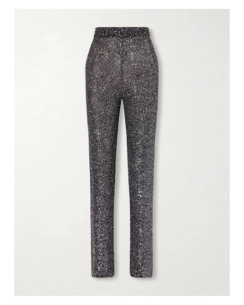 Valentino Garavani Hose Mit Geradem Bein Aus Strick Mit Pailletten - Schwarz Schwarz