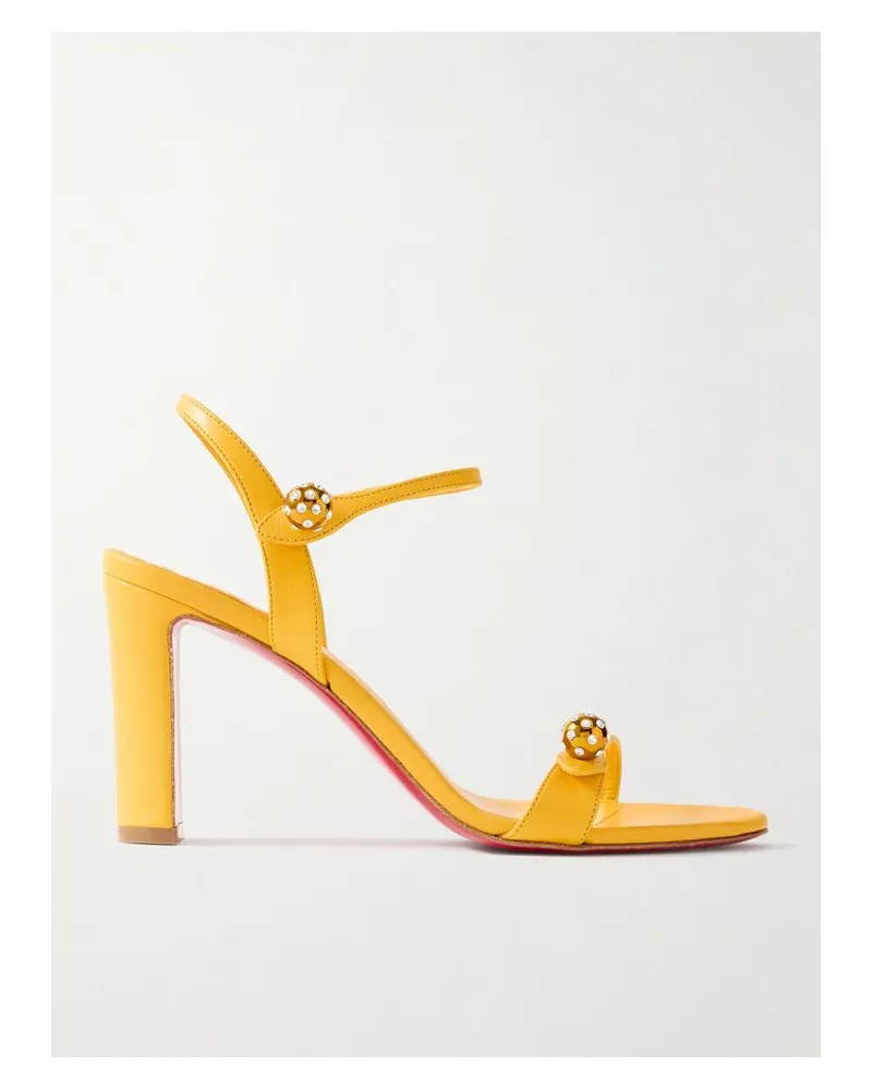 Christian Louboutin Atmospheria 85 Mm Sandalen Aus Leder Mit Verzierungen - Gelb Gelb