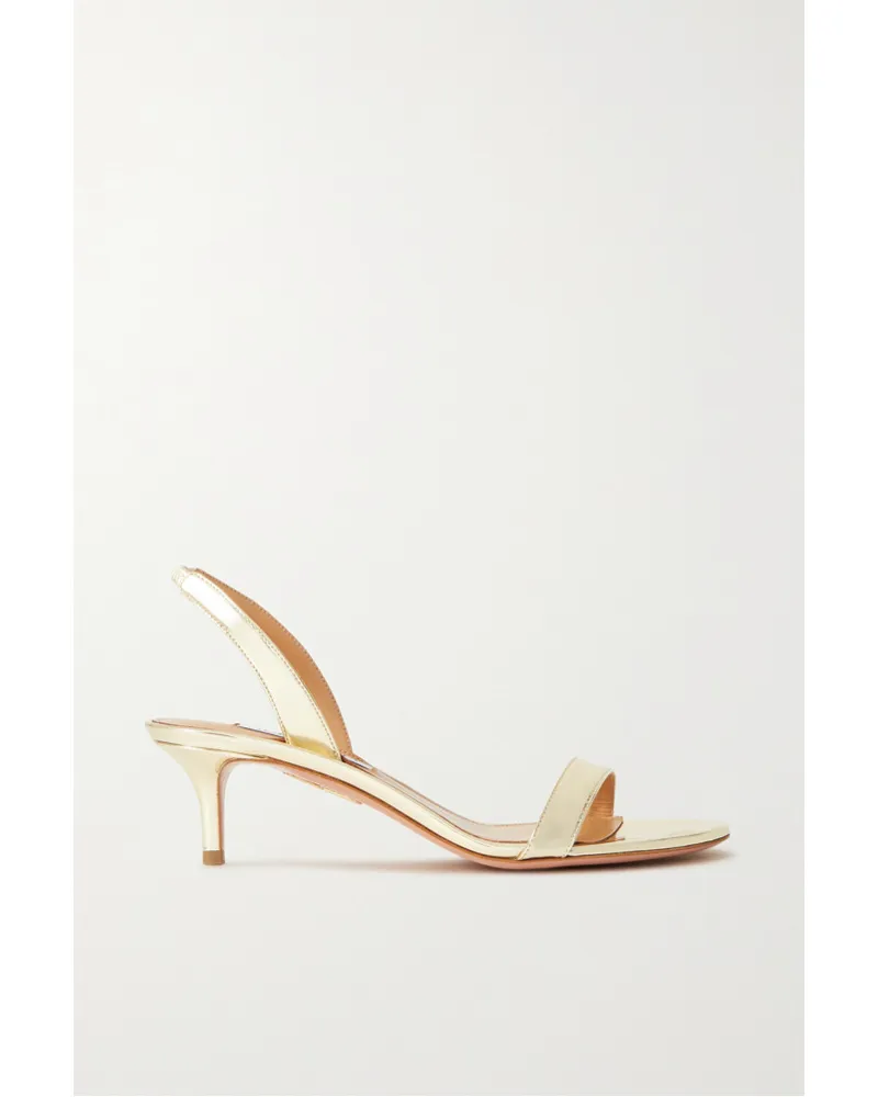 Aquazzura So Nude 50 Slingback-sandalen aus Kunstleder in Metallic-optik Gold