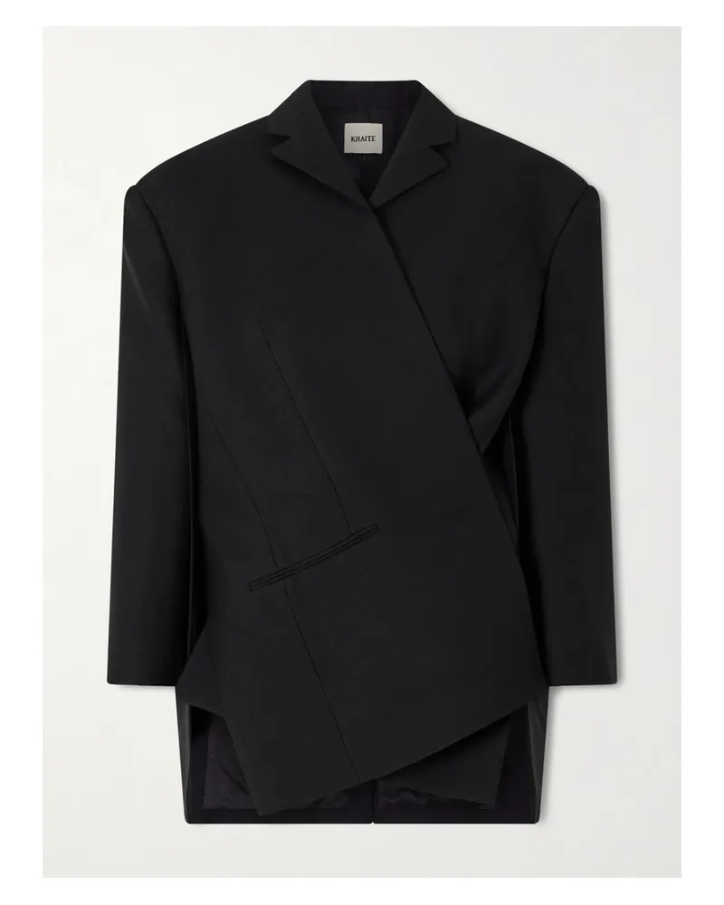 KHAITE Palto Wool And Silk-blend Cady Blazer - Black Black