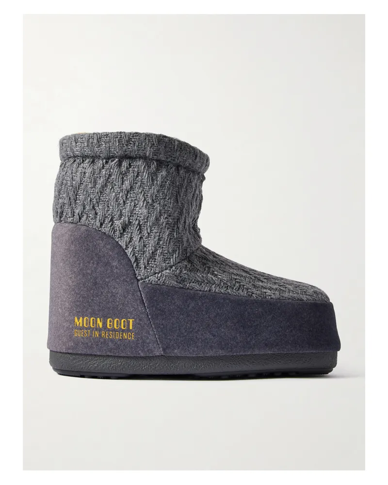Moon Boot Guest In Residence Icon Low Schneestiefel Aus Strick Mit Filzbesätzen - Grau Grau