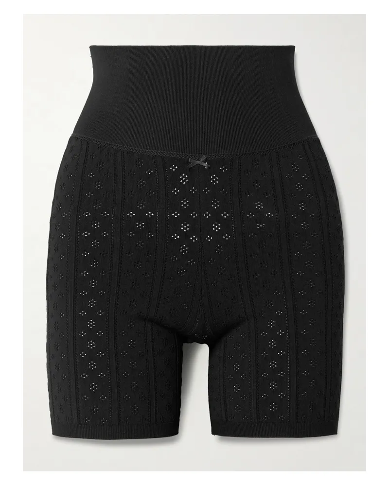 J.W.Anderson Bow-embellished Pointelle-knit Recycled-jersey Shorts - Black Black