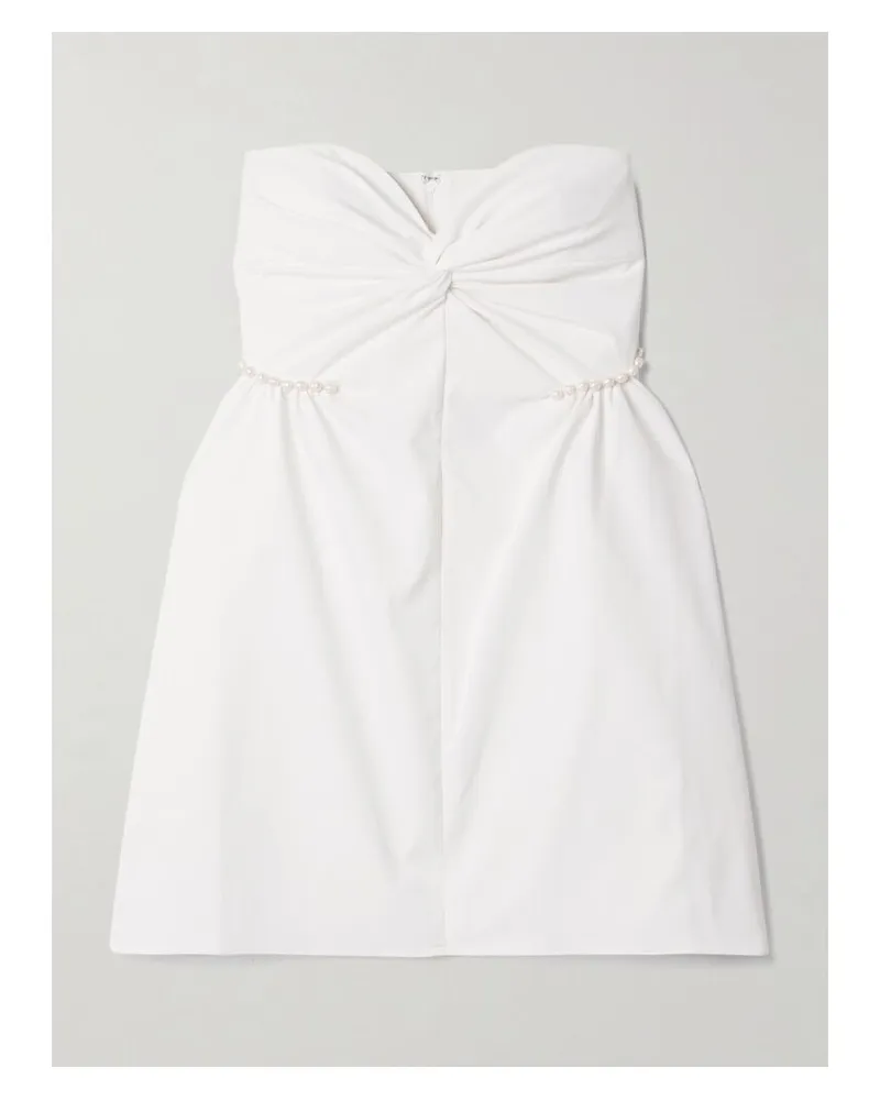 Kika Vargas Fiona Trägerloses Minikleid Aus Twill Mit Kunstperlen Und Twist-detail - Weiß Weiß