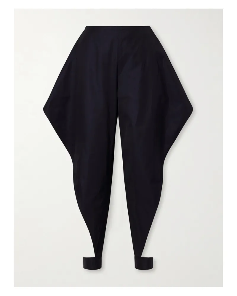 Alaïa Triangle Cotton-gabardine Wide-leg Pants - Blue Blue