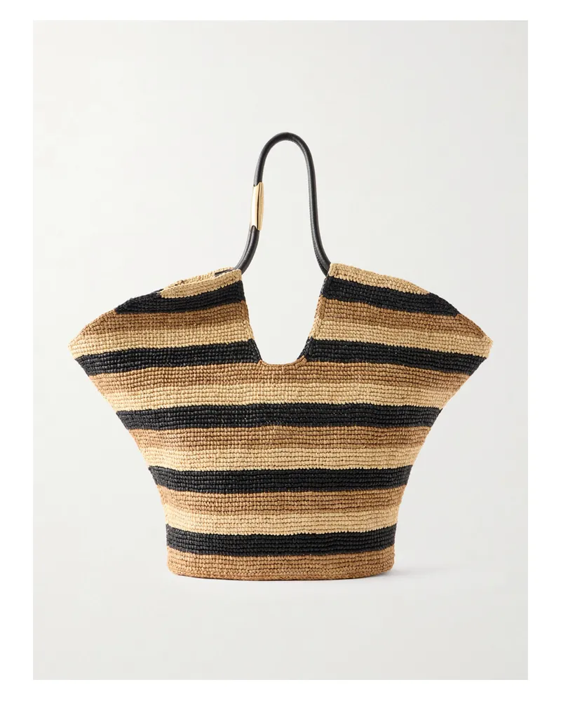 Zimmermann Goldentime Große Tote Aus Gestreiftem Raffiabast Mit Lederbesätzen Und Verzierung - Braun Braun