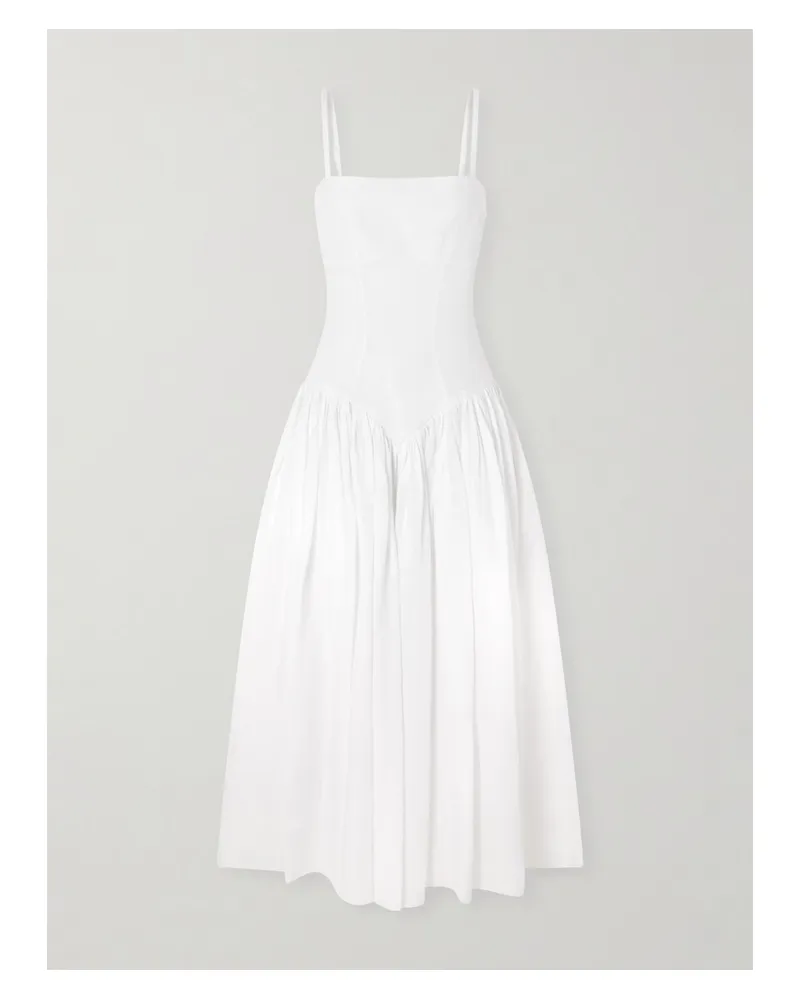 Gabriela Hearst Oriana Open-back Gathered Linen Midi Dress - White White