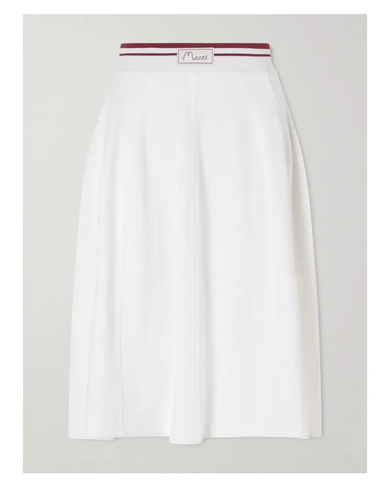 Marni Appliquéd Cotton-blend Jersey Midi Skirt - White White