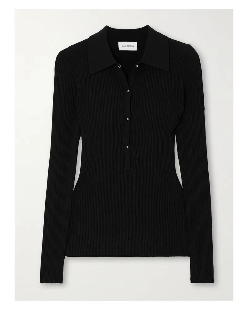 16ARLINGTON Cisca Rippstrickpullover - Schwarz Schwarz