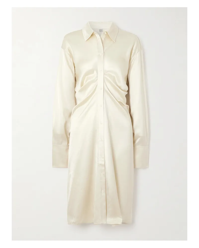 Totême Midikleid Aus Glänzendem Crêpe - Weiß Weiß