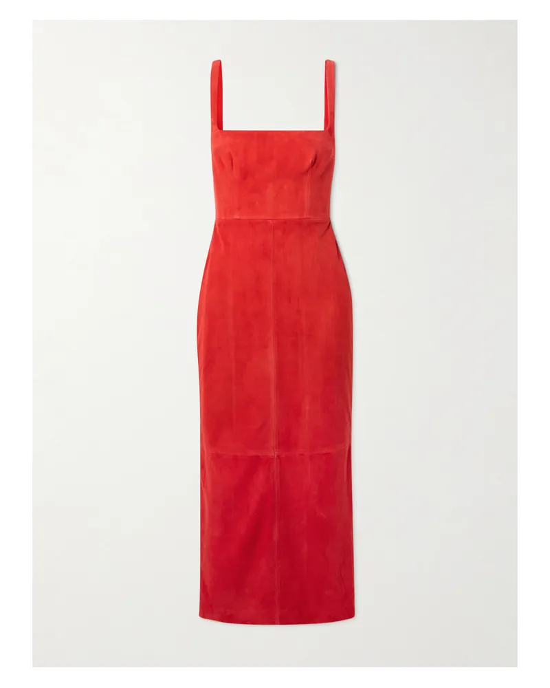 Alex Perry Singlet Midikleid Aus Veloursleder - Rot Rot