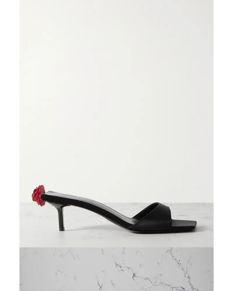 Magda Butrym Mules Aus Satin Mit Verzierung - Schwarz Schwarz