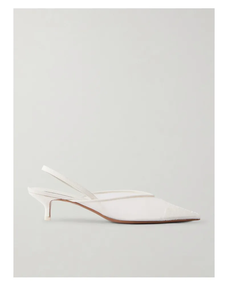 NEOUS Irena Slingback-pumps Aus Mesh Mit Spitzen- Und Satinbesätzen - Weiß Weiß