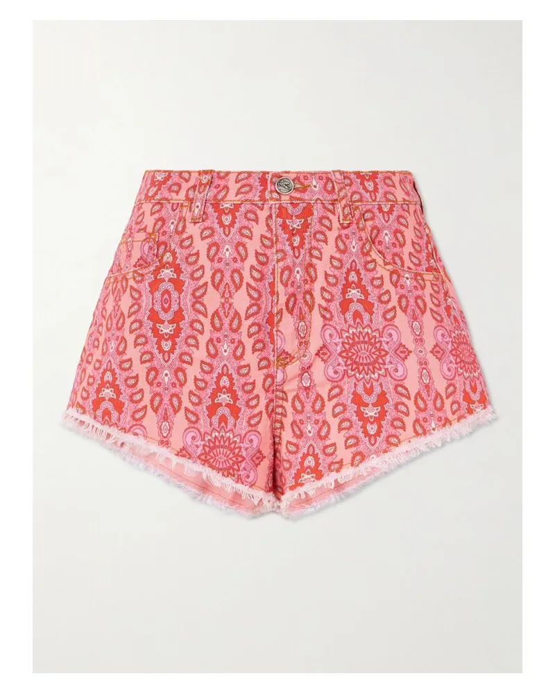 Etro Jeansshorts Mit Paisley-print Und Fransen - Pink Pink