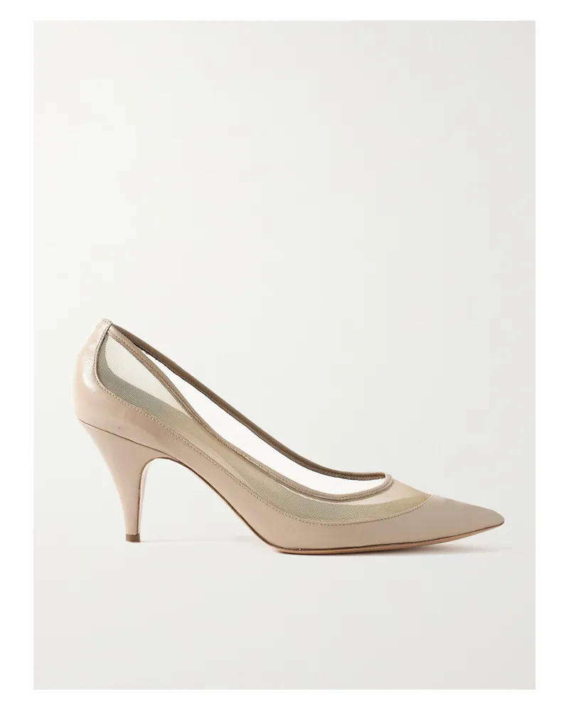 KHAITE River Iconic Pumps Aus Lackleder Mit Mesh-einsatz - Neutral Neutral