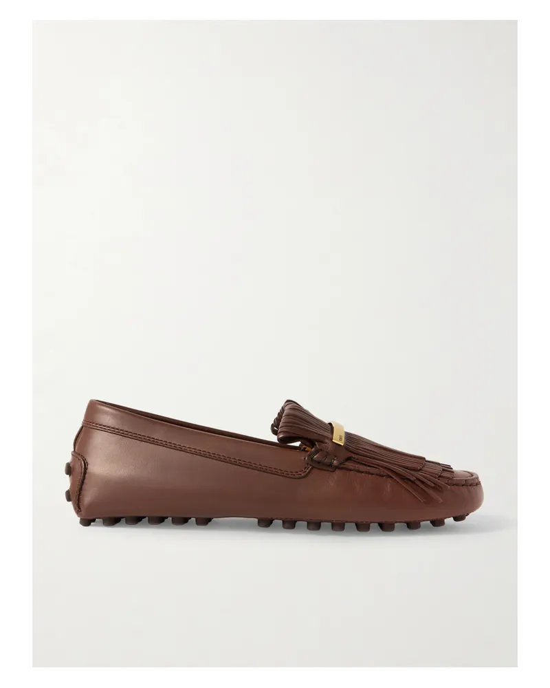 TOD'S Gommino Loafers Aus Leder Mit Fransen Und Verzierung - Braun Braun