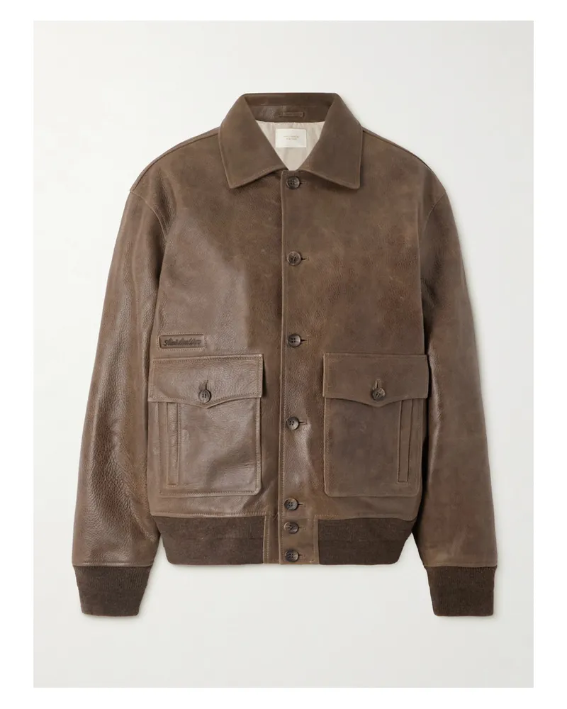 Aimé Leon Dore Leather Jacket - Brown Brown