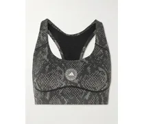 Power Impact Sport-bh Aus Recyceltem Stretch-material Mit Schlangenprint - Grau