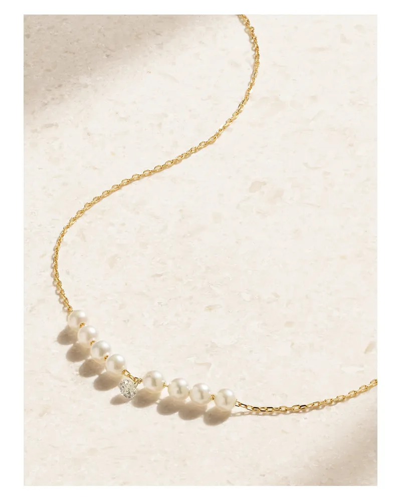MIZUKI Kette Aus 14 Karat Gold Mit Perlen Und Diamant Gold